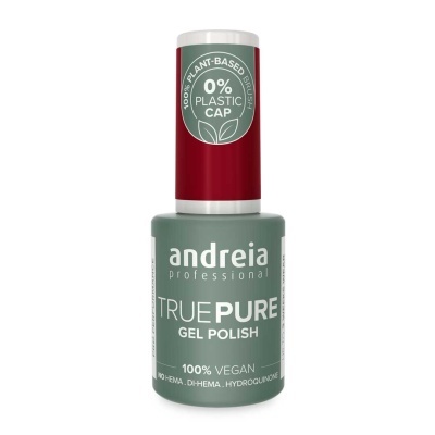 Frasco de verniz gel Andreia True Pure verde com tampa vermelha