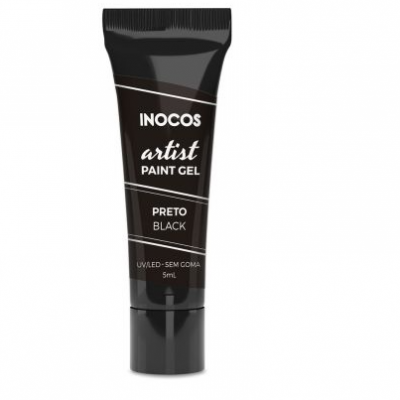 Frasco pequeno de gel de pintura de unhas preto INOCOS Artist Paint Gel 5ml