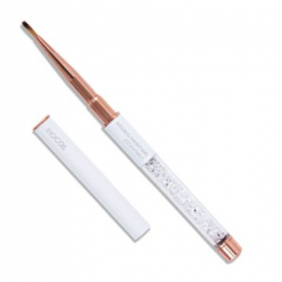 Pincel de maquilhagem com cabo decorado e tampa branca