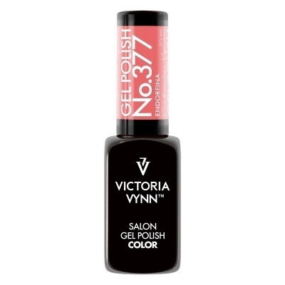 Frasco de verniz gel Victoria Vynn Nº 377 Endorfina com tampa rosa e corpo preto