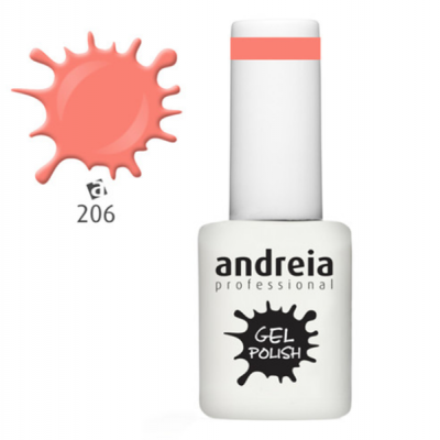 Frasco branco de verniz gel coral claro Andreia Professional número 206