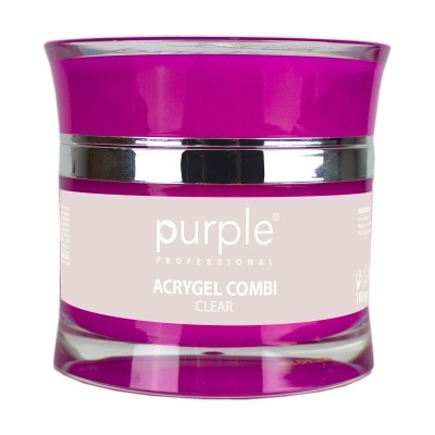 Pote de gel para unhas roxo e transparente da purple Professional ACRYGEL COMBI CLEAR