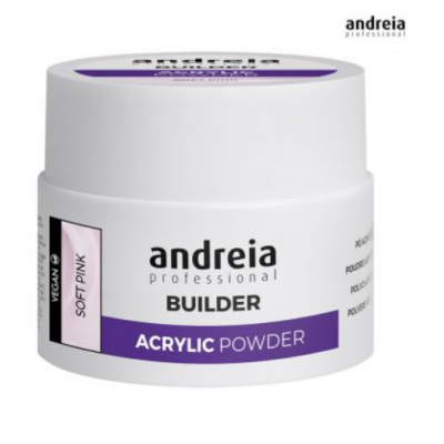 Frasco branco de pó acrílico para unhas Andreia Professional Builder Soft Pink