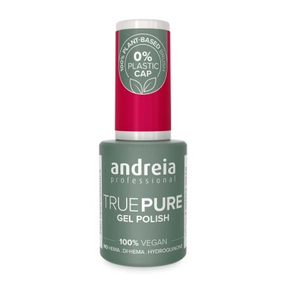 Frasco de verniz gel Andreia True Pure com tampa vermelha e texto branco