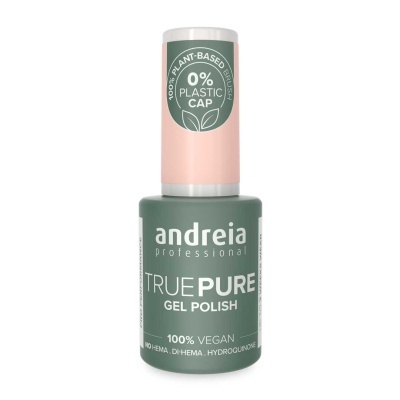 Frasco de verniz gel verde Andreia Professional True Pure com tampa rosa claro