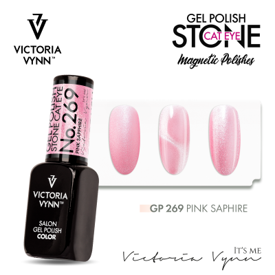 Esmalte de gel Victoria Vynn cor rosa Pink Saphire com amostras do efeito magnético