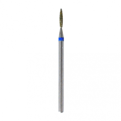 Broca para unha de metal e abrasivo dourado com haste prateada e anel azul