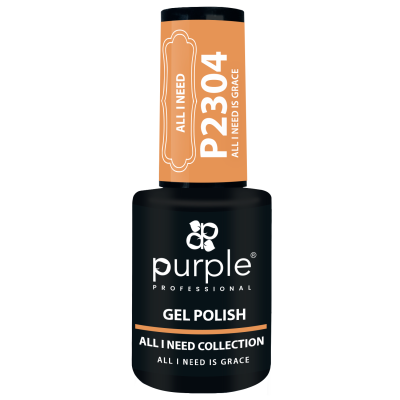 Frasco preto com tampa laranja de verniz gel Purple Professional P2304