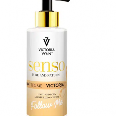 Frasco de creme hidratante Victoria Vynn branco com tampa preta e detalhes dourados