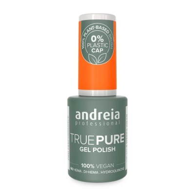 Frasco de verniz para unhas com tampa laranja e frasco verde