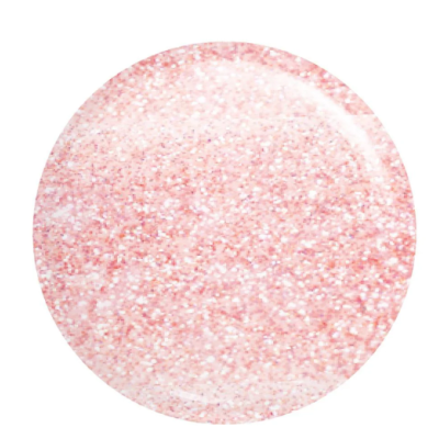 Amostra circular de verniz rosa claro com glitter brilhante