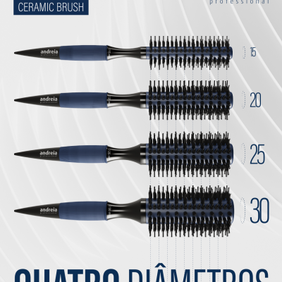Quatro escovas redondas de cerâmica Andreia Professional com diferentes diâmetros