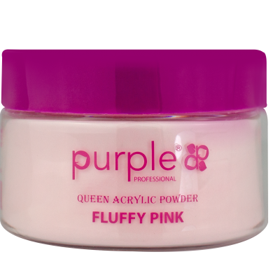 Pote de pó acrílico para unhas rosa com tampa roxa da marca Purple Professional
