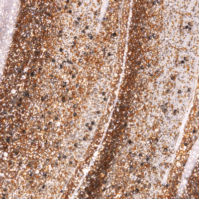 Gel translúcido com brilho dourado e bronze