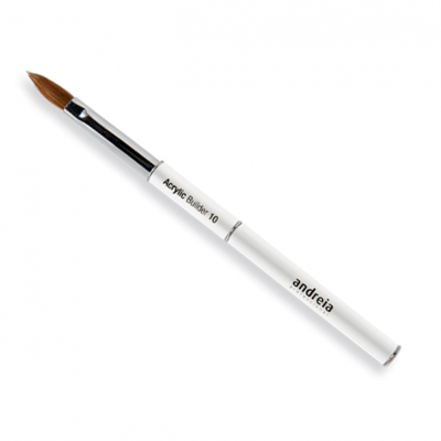 Pincel para unhas com cabo branco e cerdas castanhas