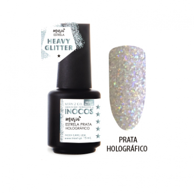 Verniz gel prateado holográfico Incos com glitter
