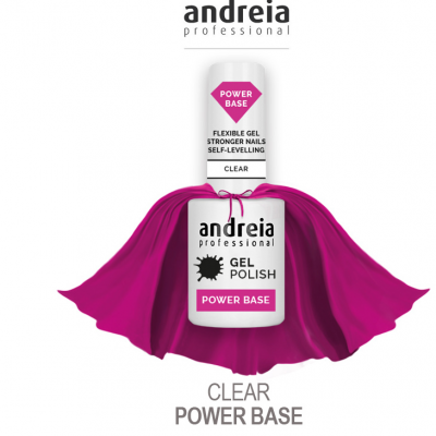 Frasco de verniz gel transparente da andreia professional com capa rosa de super-herói ao fundo