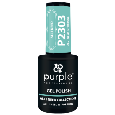 Frasco de verniz gel preto com tampa azul claro P2303 da Purple Professional