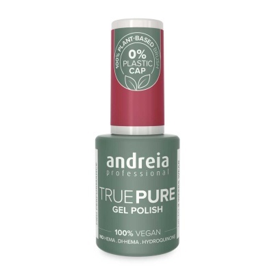 Frasco de verniz gel para unhas Andreia True Pure com tampa cor de rosa e corpo verde