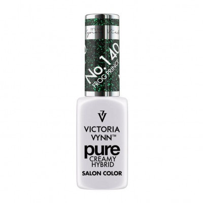 Frasco de verniz de unhas Victoria Vynn Pure Creamy Hybrid com tampa preta e detalhes verdes