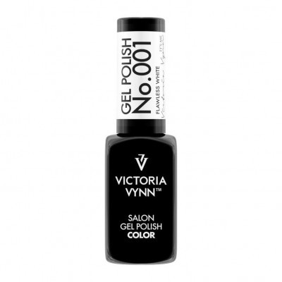 Frasco de verniz gel preto VICTORIA VYNN com tampa branca e texto GEL POLISH No.001