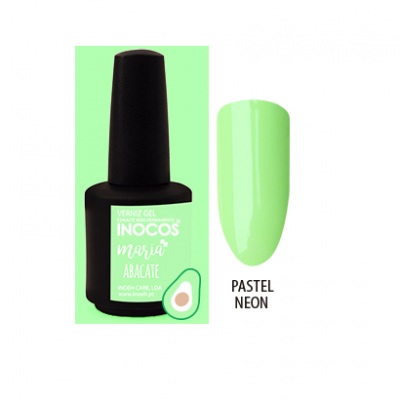 Verniz gel verde pastel neon Abacate INOCOS em frasco preto