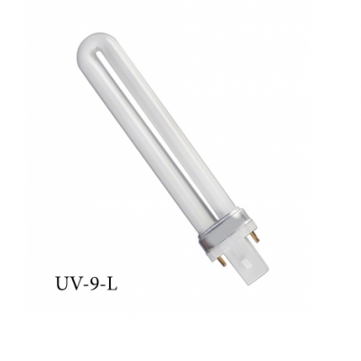 Lâmpada fluorescente tubular branca UV-9-L com base plástica e pinos metálicos