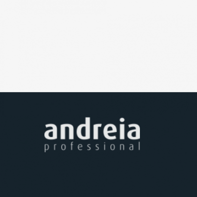 Logótipo da marca andreia professional em fundo azul escuro