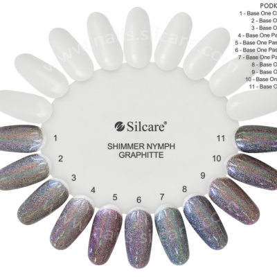 Paleta de amostras de vernizes para unhas Silcare SHIMMER NYMPH GRAPHITTE com 11 amostras holográficas