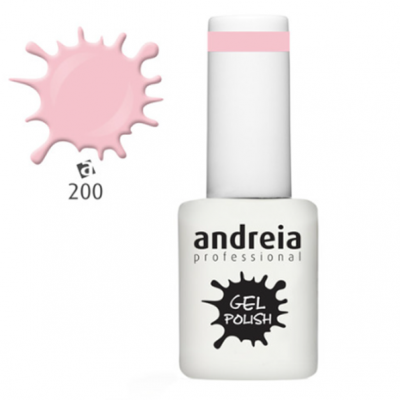 Verniz gel para unhas Andreia Professional com tampa branca e faixa rosa, cor 200 rosa clara