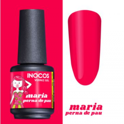 Frasco de verniz gel vermelho e amostra de cor