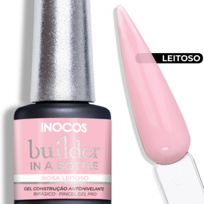 Verniz de gel INOCOS Builder In A Bottle Rosa Leitoso com amostra da cor