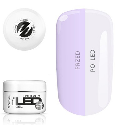 Gel UV LED violeta Silcare com amostra de cor antes e depois