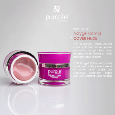 Produto Acryl Combi Cover Nude da Purple Professional em frasco rosa e roxo