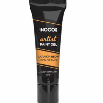 Tubo preto de gel de pintura Inocos Artist Paint Gel Laranja Neon 5ml