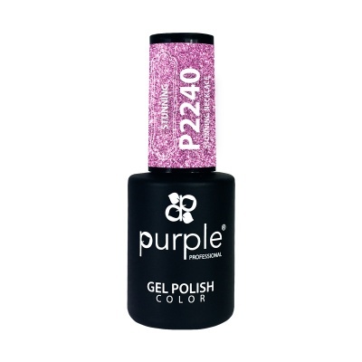 Frasco de verniz gel para unhas preto com tampa rosa brilhante