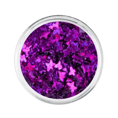 Frasco transparente com glitter roxo em estrelas