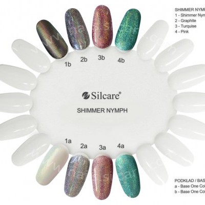 Disco de amostras de vernizes de unhas Silcare com várias cores e efeito shimmer