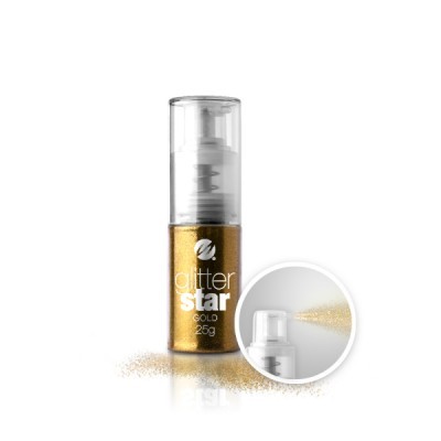 frasco transparente com glitter dourado e tampa