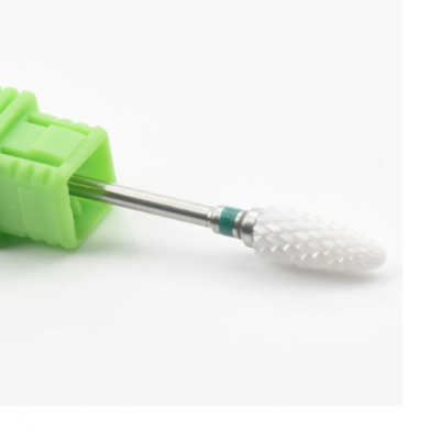 Broca de manicure branca com base verde