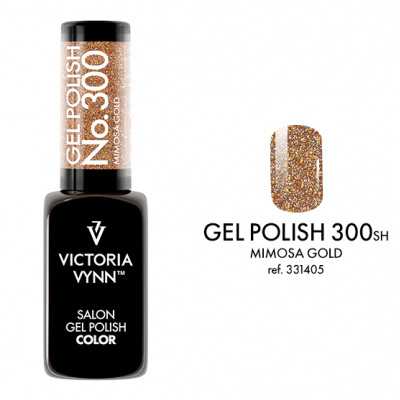 Verniz gel dourado com glitter em frasco preto Victoria Vynn