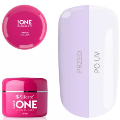 Produtos para unhas da marca Silcare BASE ONE LAV GEL BUILDER e unha artificial com duas cores