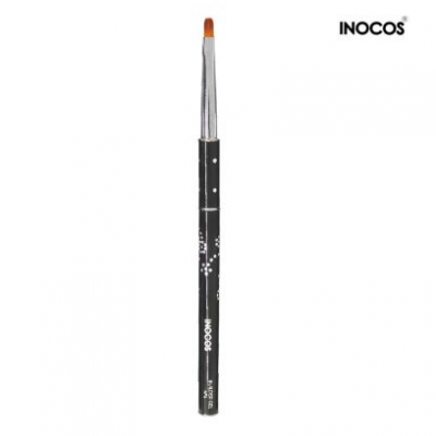Pincel para unhas INOCOS com cabo preto e cerdas castanhas