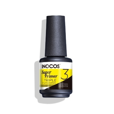 Frasco preto de primer para unhas INOCOS Super Primer Triple