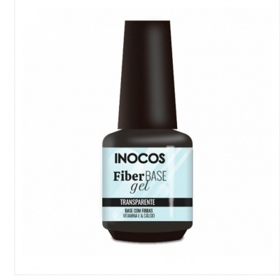 Frasco de verniz de unhas Inocos Fiber Base gel transparente