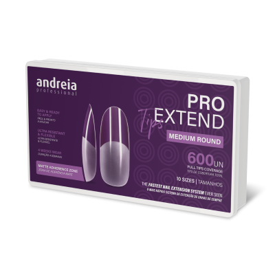 Embala extensão unhas 'andreia professional PRO EXTEND MEDIUM ROUND' 600 unidades
