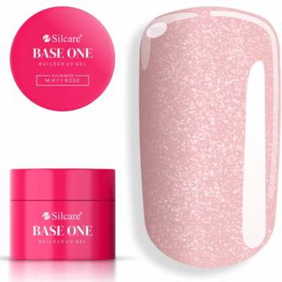 Frasco rosa de gel para unhas e amostra de cor rosa cintilante