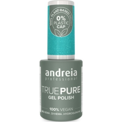 Verniz gel Andreia TRUE PURE com tampa azul e frasco cinza.