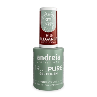 Frasco de verniz gel verde com tampa branca e texto em branco e vermelho.