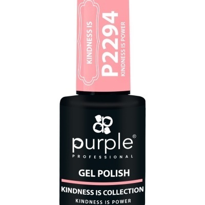 Frasco de verniz gel para unhas preto com tampa rosa da Purple Professional